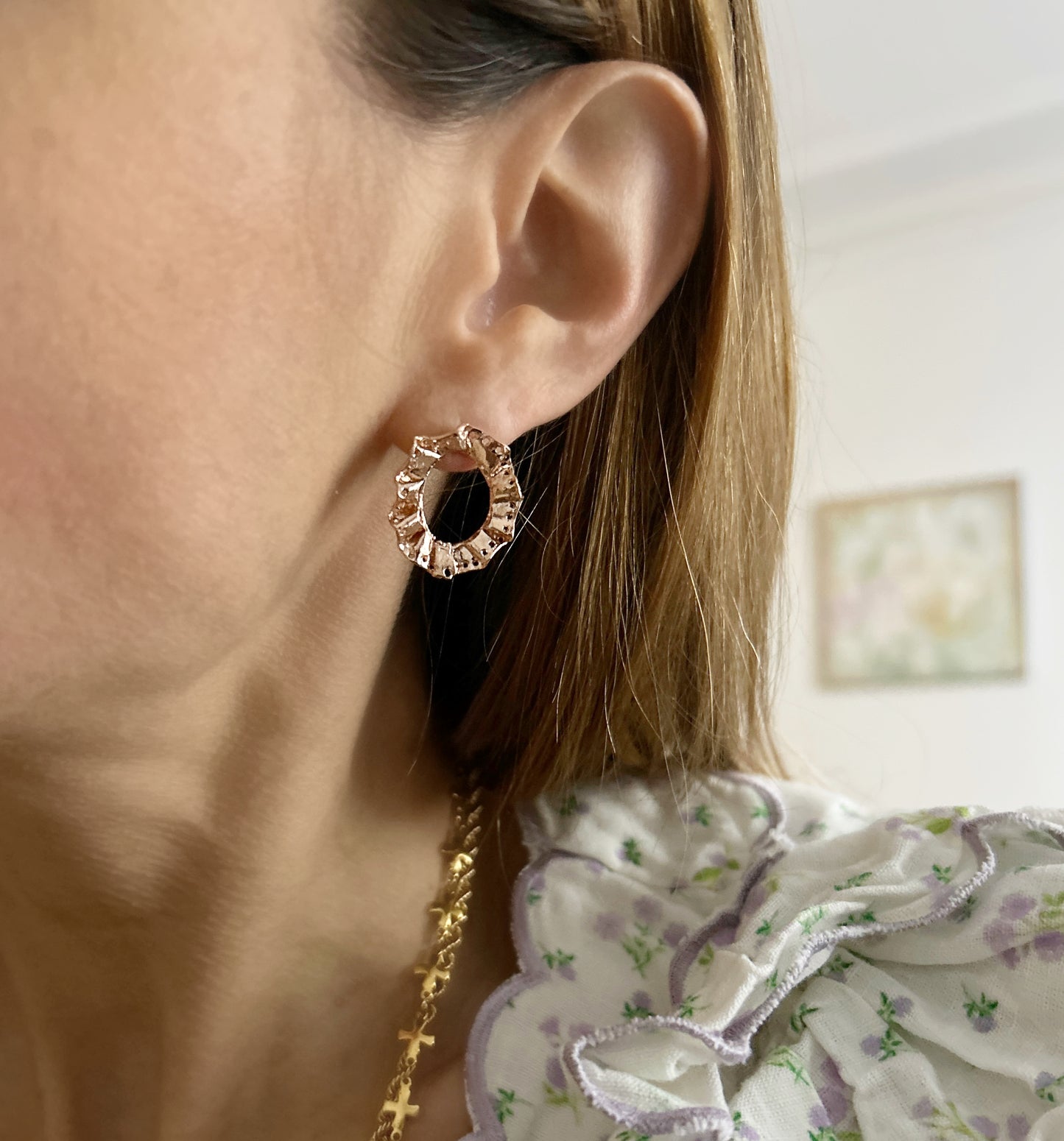 Boucles d'oreilles Jasmin or rose - archive