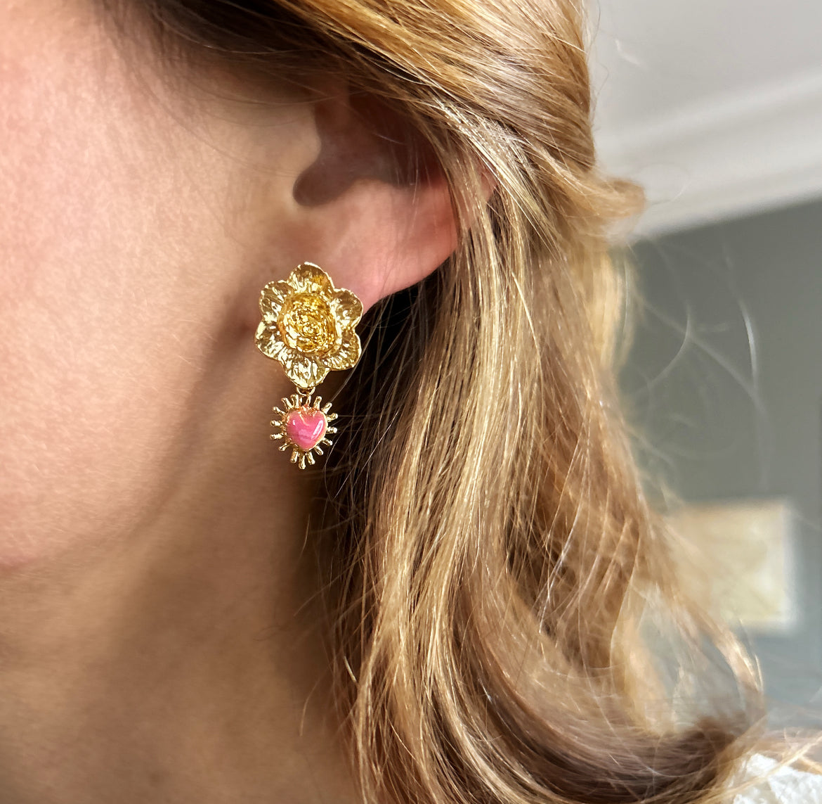 Boucles d'oreilles Flores Octobre Rose